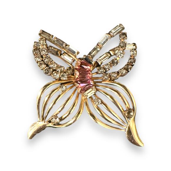 Phyllis Jewelry - Phyllis Vintage Butterfly Rhinestone Pendant Pin Brooch